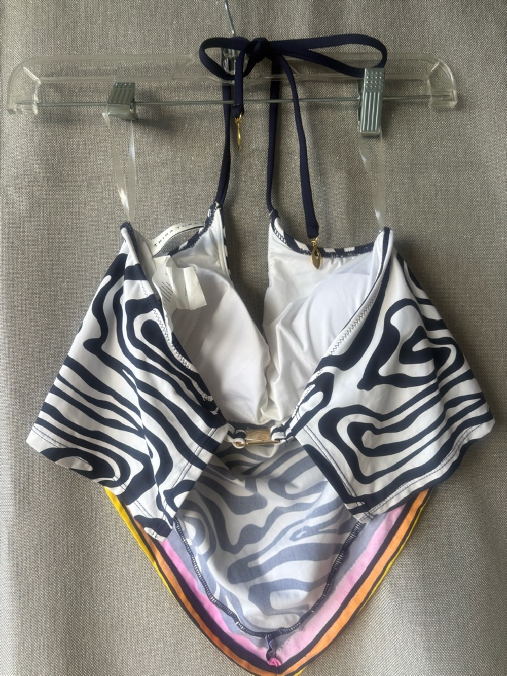 Trina Turk Zebra Print Halter Scarf swim Top with Colorful Trim No bottom - Picture 4 of 10